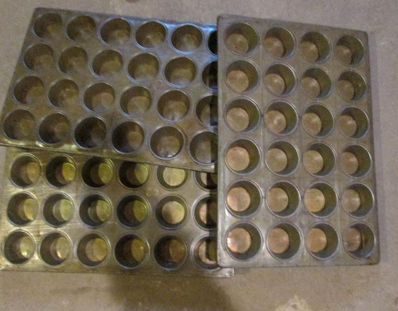 lot 54 image: lot of 3 24 hole cupcake pans...
