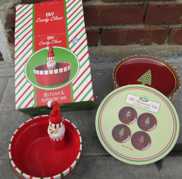 lot 56 image: Set of christmas plates and a dip b...