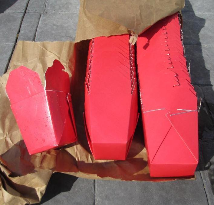 lot 8 image: Lot of red wire handled fancy conta...