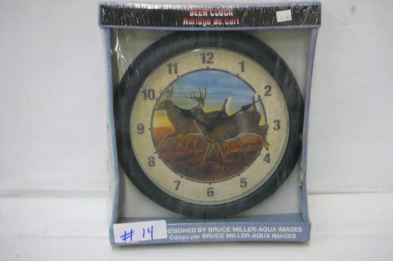 lot 14 image: Deer Clock NEW IN BOX Sold &quotas...