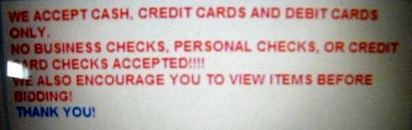 WE ACCEPT CASH, CREDIT CARDS AND DE...