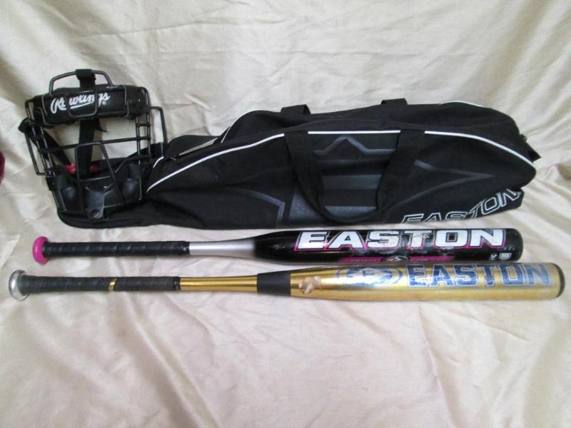 lot 121 image: Lot of softball items. Easton alloy...