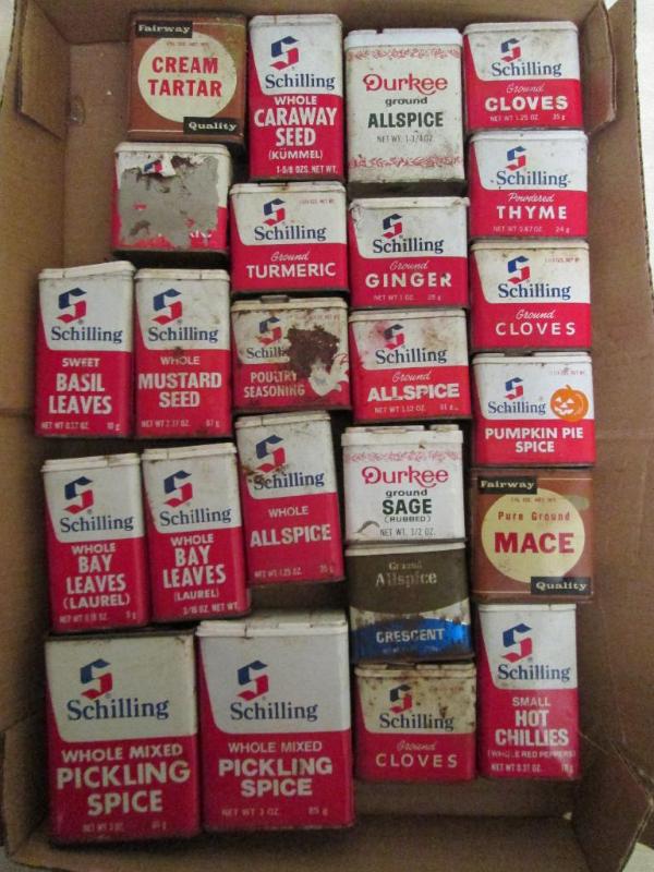 lot 128 image: Lot of vintage spice cans. Most are...
