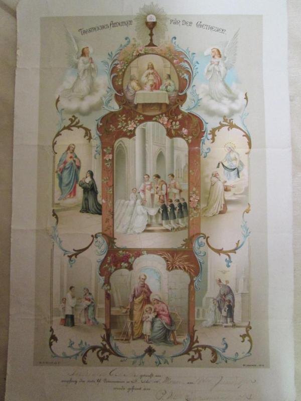 lot 168 image: Vintage first communion certificate...