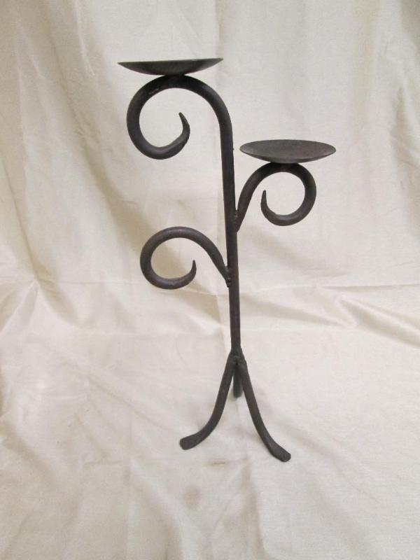 lot 212 image: Wonderful wrought iron candle holde...