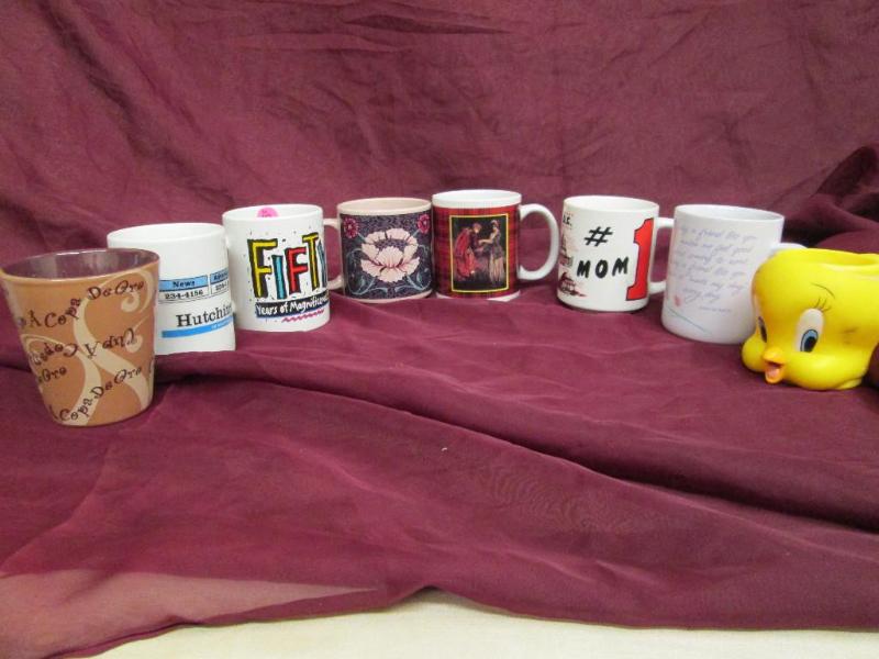 lot 216 image: Lot of 8 mugs with various designs....