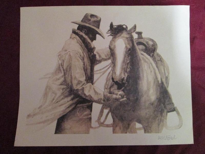lot 52 image: Vintage unframed print of a man wit...