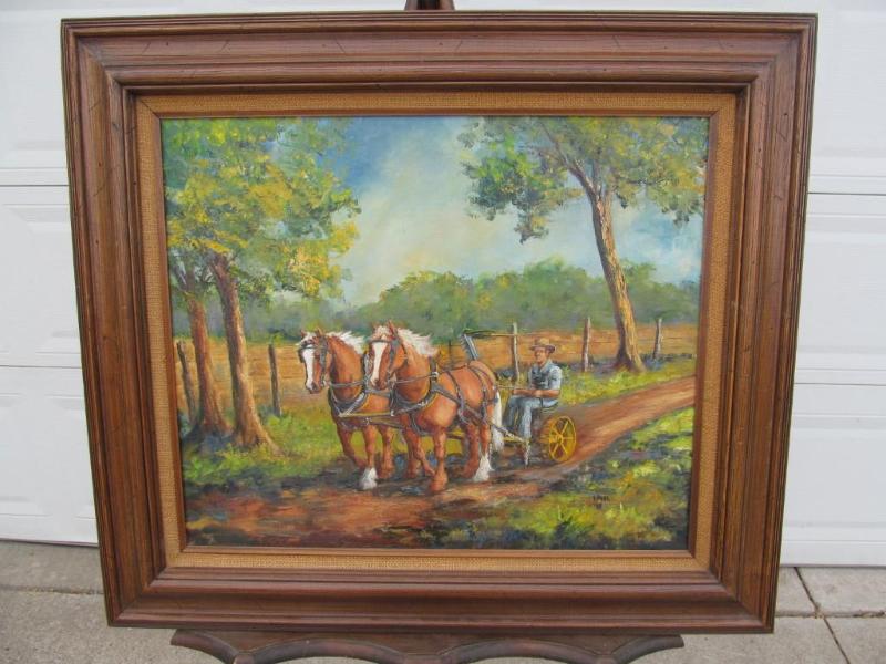 lot 1 image: Very nice oil on canvas painting de...