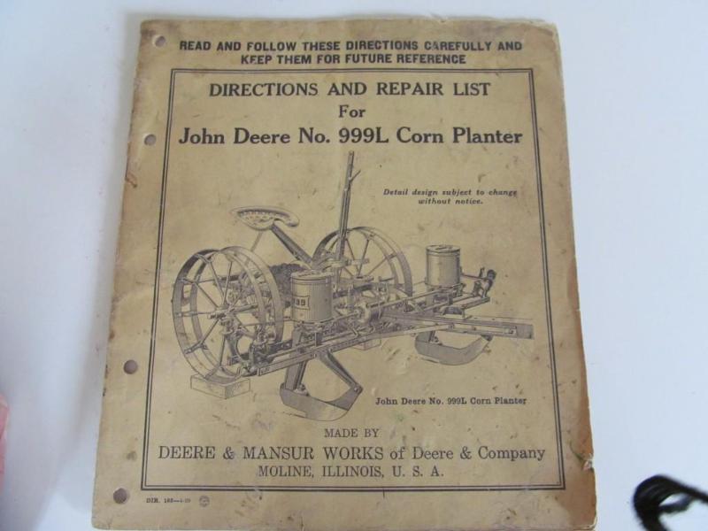 lot 31 image: John Deere corn planter manual....