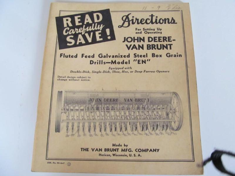 lot 33 image: John Deere grain drill manual....