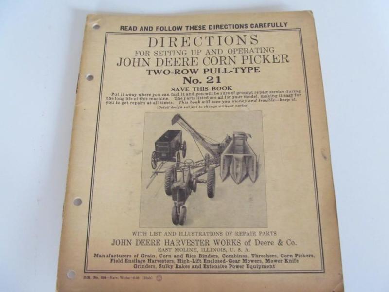 lot 36 image: John Deere corn picker manual....