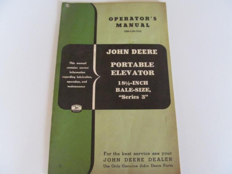 lot 68 image: John Deere operating manual....