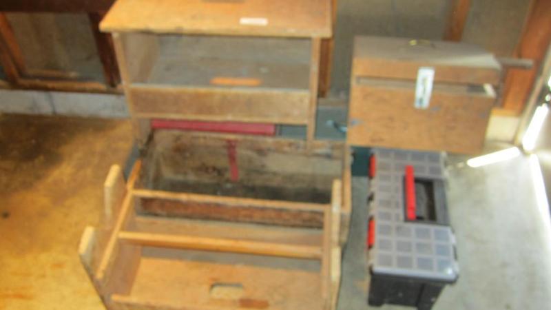 lot 26 image: Stools and empty tool boxes...