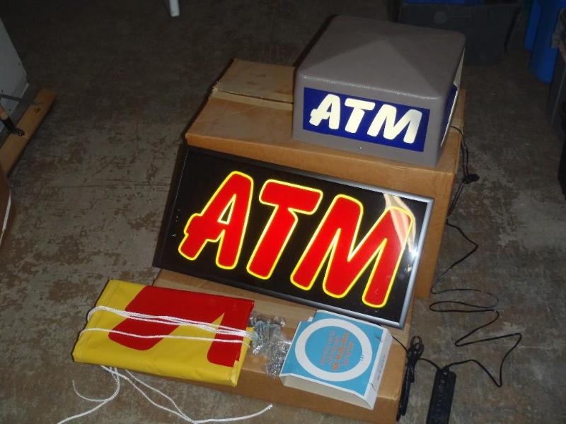 lot 241 image: Light-up ATM Sign, Topper, and Bann...
