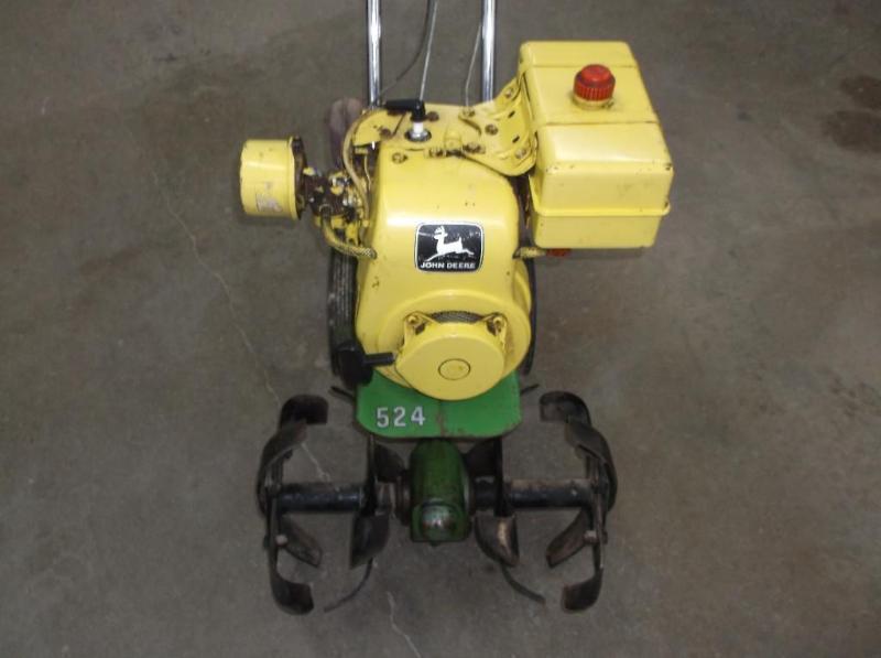 lot 1 image: 5HP John Deere Tiller consignor sta...