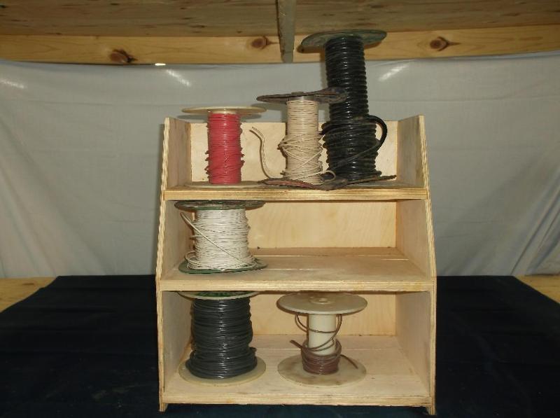 lot 30 image: wooden box with varies wire rolls s...