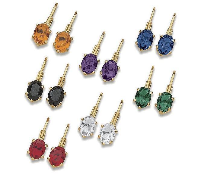 14K Gold Plated Crystal 7 Earring Set
