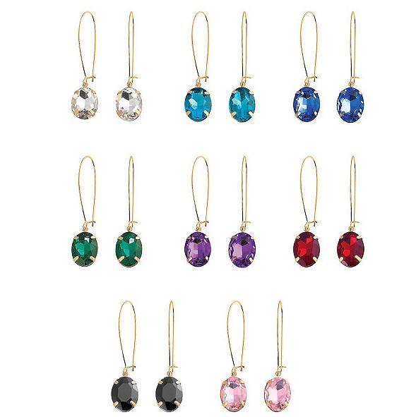 Goldtone Crystal Shepherd Hook Earrings Set