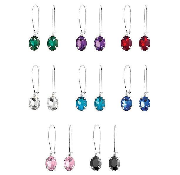 8 Pair Silvertone Crystal Earrings