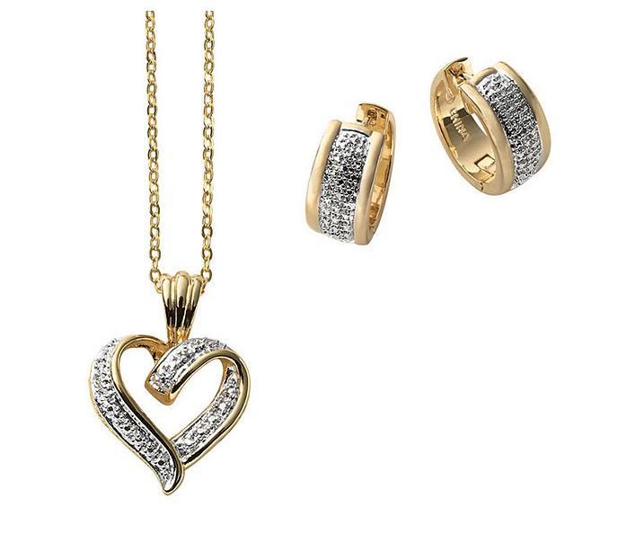 Heart Pendant & Hoop Earrings Set
