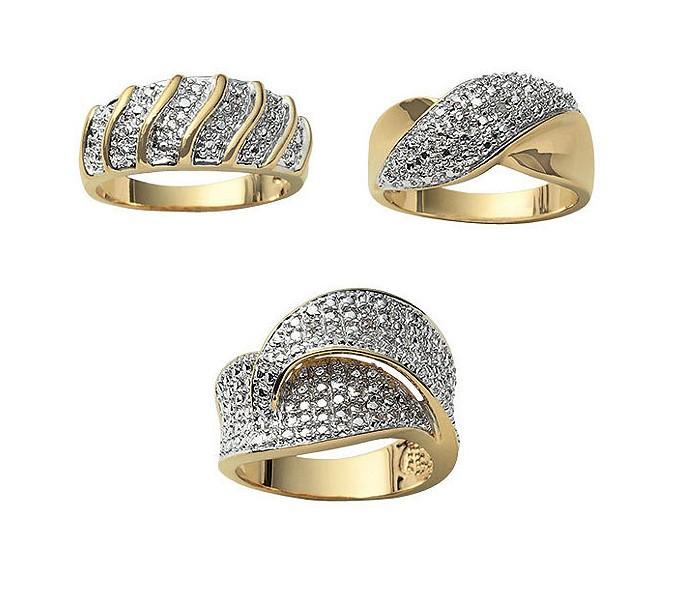 Set of 3 Two-Tone Fashion Rings
