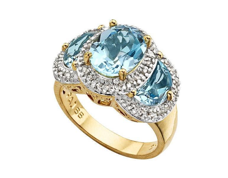 18K Gold Plated 3-Stone Topaz Ring