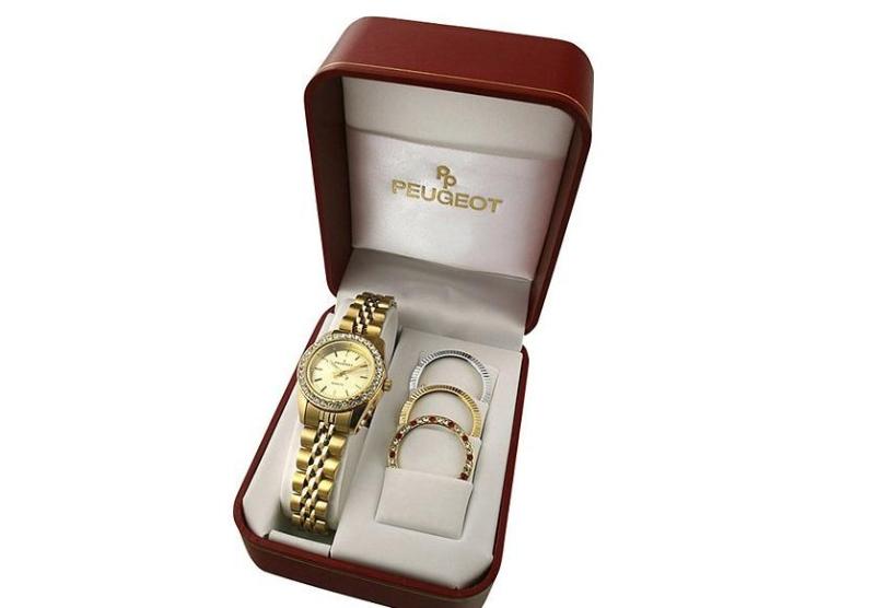 Peugeot Goldtone Bezel Watch Set