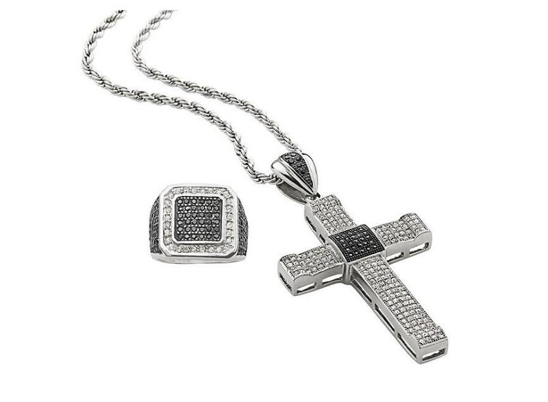 lot 25 image: Crystal Cross Pendant & Ring Set