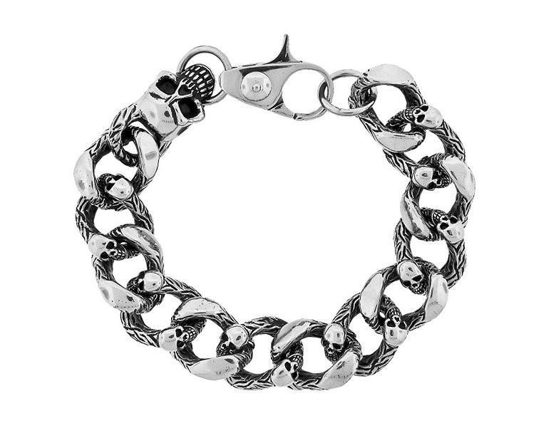 lot 40 image: Steel Skull Curb Bracelet