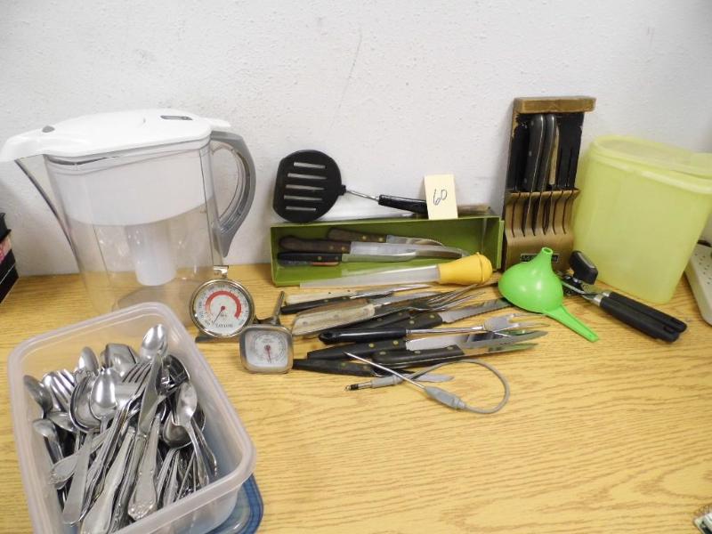 lot 60 image: Kitchen Items with Silverware