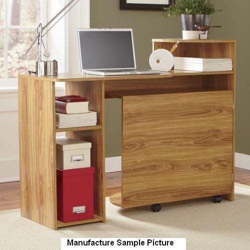 Oak Finish Fold Out Desk - Converti...