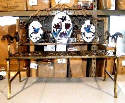 Gold Metal Outdoor Bench painted gl...