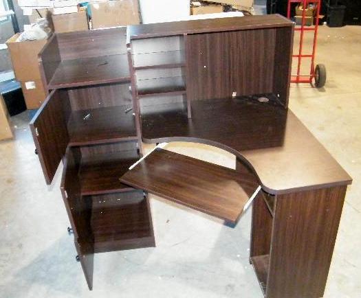 Walnut Finish Corner Work Station -...