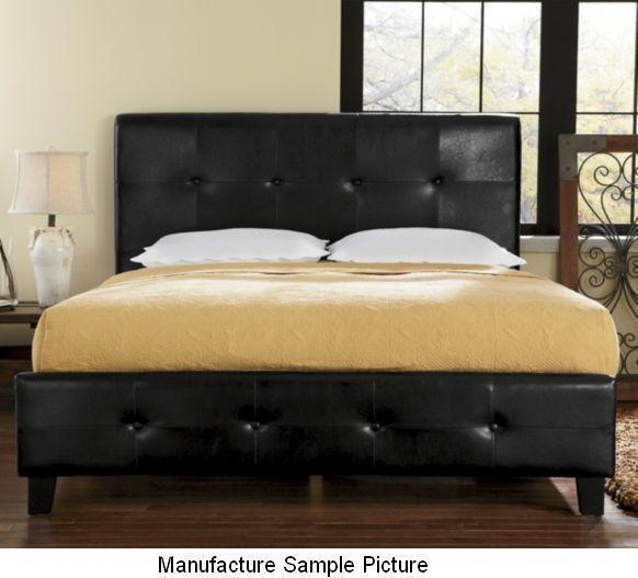 Vinyl Tufted Platform Queen Bed Fra...