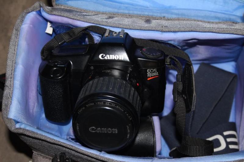 lot 145 image: Canon, EOS Rebel, with Flash Attach...