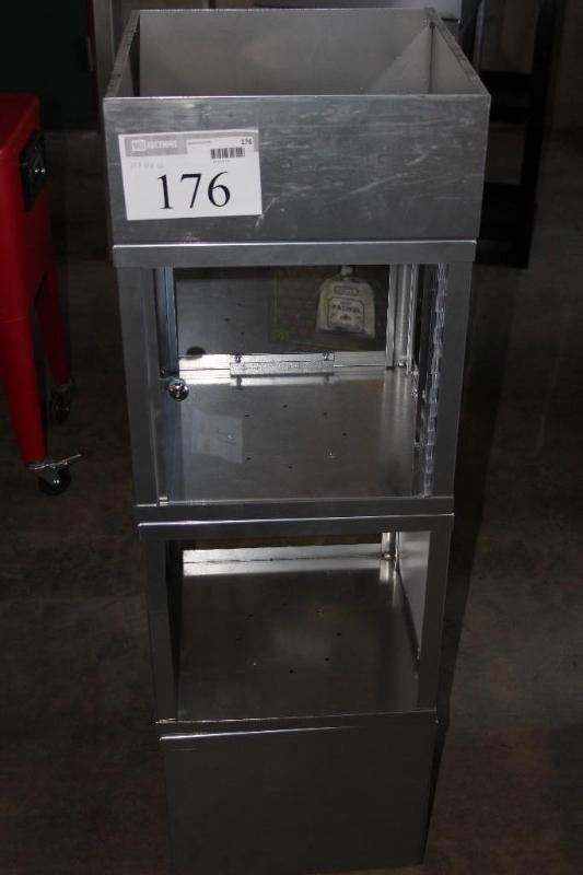 lot 176 image: Metal, 2 Shelves Enclosed in Glass ...