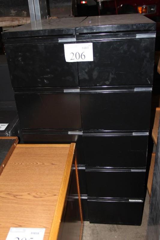 lot 206 image: Lot of (2) Black, Metal, Filing Cab...