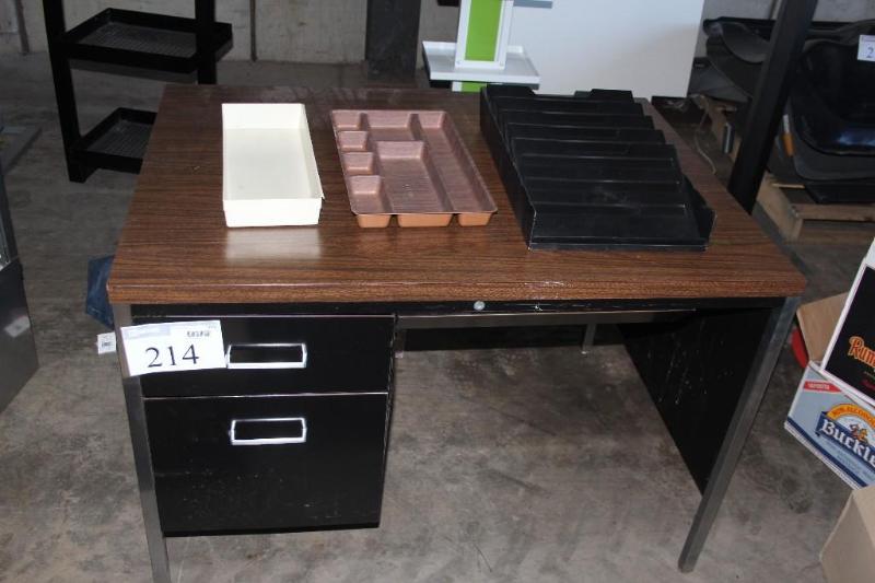 lot 214 image: Standard Computer Desk, Wood Top, (...