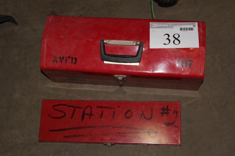 lot 38 image: Lot of (2) Tool Boxes, Red, with Tr...