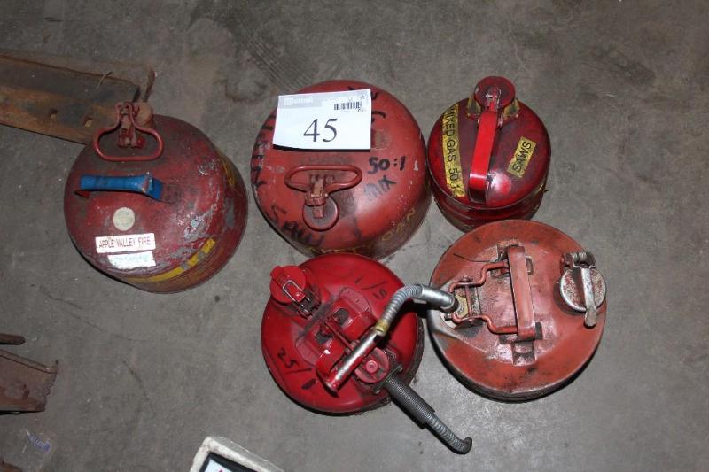 lot 45 image: Lot of (5) Metal Gas Cans...