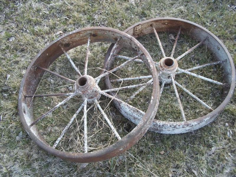 Pair of Antique 28&quot Steel Whee...