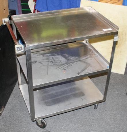 lot 14 image: Stainless steel cart 29 x 18 x 33...