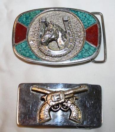lot 144 image: 2 vintage metal belt buckles...