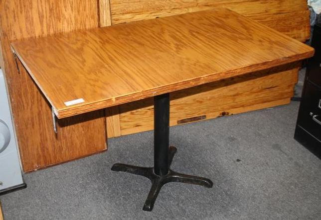 lot 15 image: Stained wood restaurant booth table...