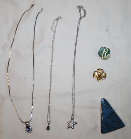 lot 155 image: 2 vintage Girl Scout pins, 3 jewelr...