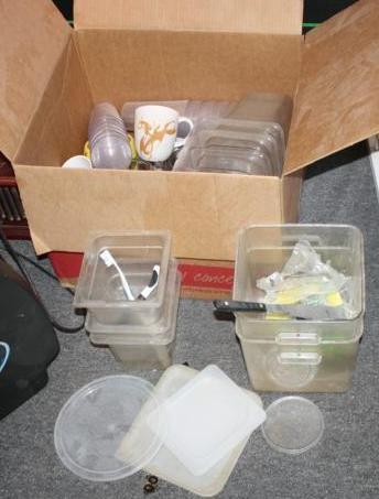 lot 161 image: Clear plastic cups, containers and ...