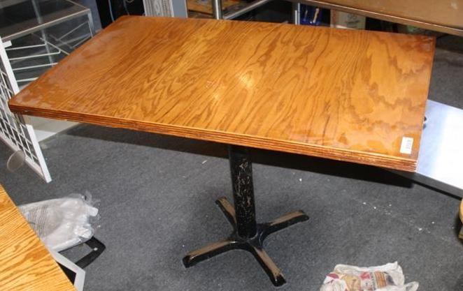 lot 17 image: Stained wood restaurant booth table...