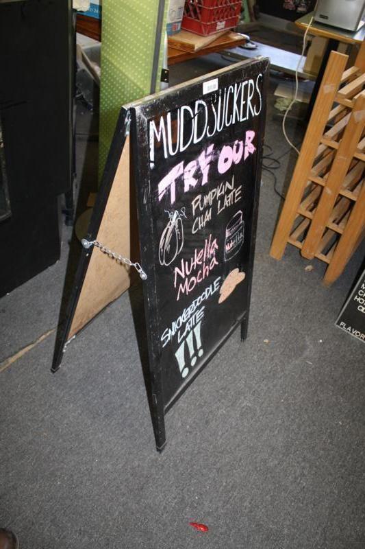 lot 32 image: Commercial chalkboard folding sign ...