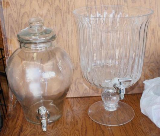 lot 45 image: 2 Glass drink dispensers 14" t...