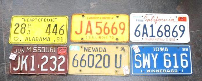 lot 58 image: 6 vintage license plates...